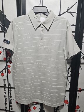 Imperial Motion Light Gray Polo with White Wave Stripes Small New